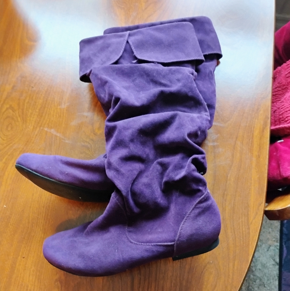 Qupid Knee High Purple Boots - Picture 2 of 2